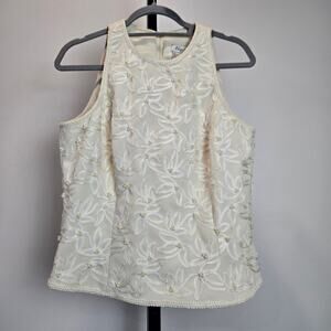 Vintage Blushe by Spiegel Ivory Pearl Beaded Lace Top Regency Bridgerton Plus 14